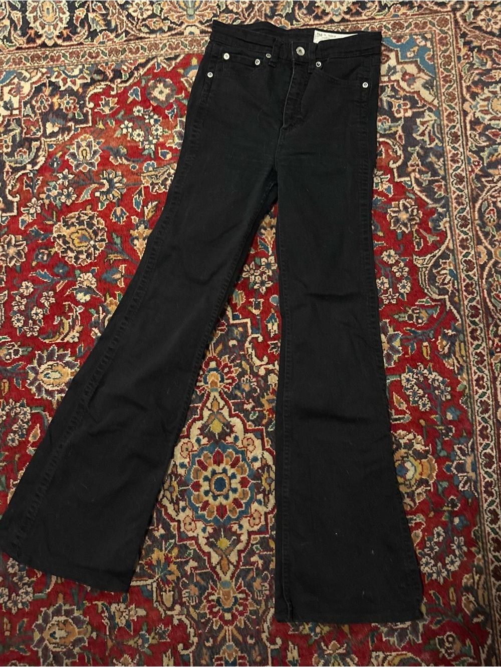 rag & bone Black Flared Wide-Leg Jeans